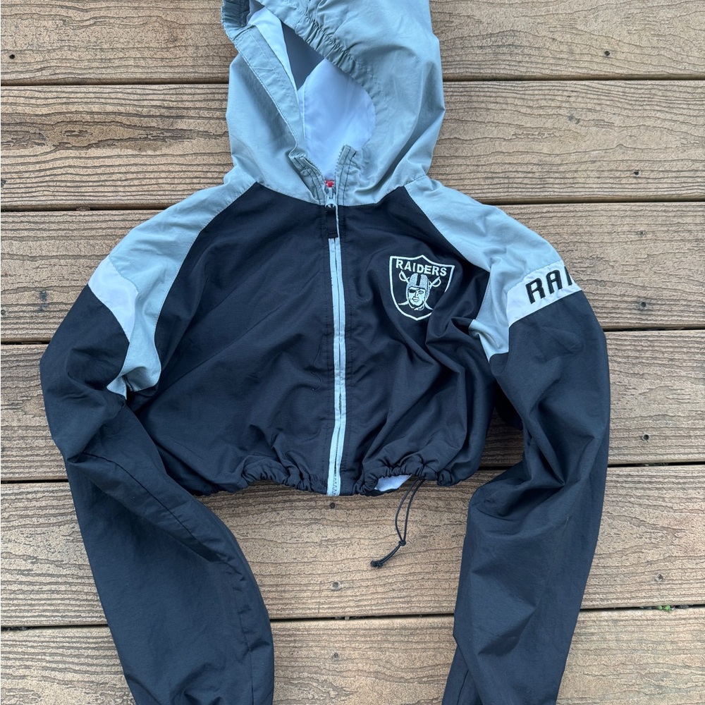 Las Vegas Raiders cropped vintage Hoodie windbreaker XS